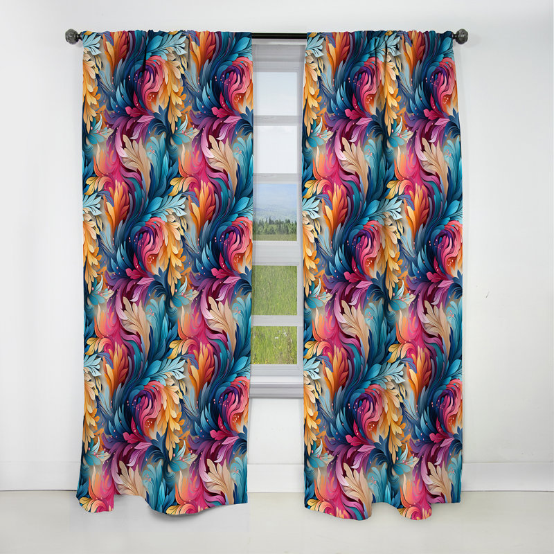 Ethno Paisley Harmony Fuse Marble Motif I - Rideau occultant en marbre abstrait - 1 panneaux, L 52 po x L 95 po