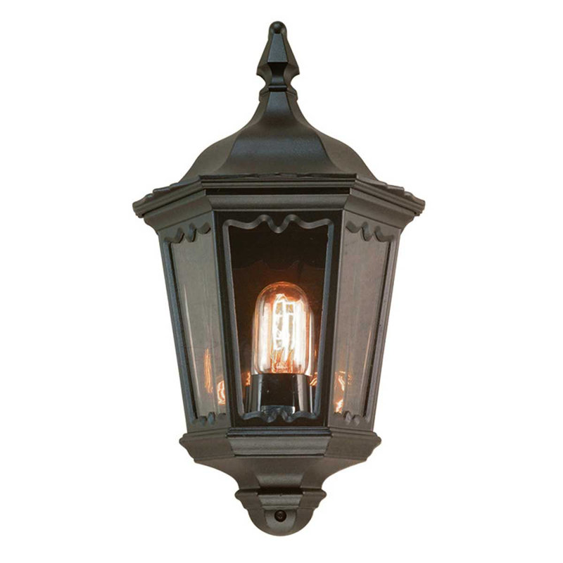 Delora Black Outdoor Wall Lantern, PIR Sensor: Yes