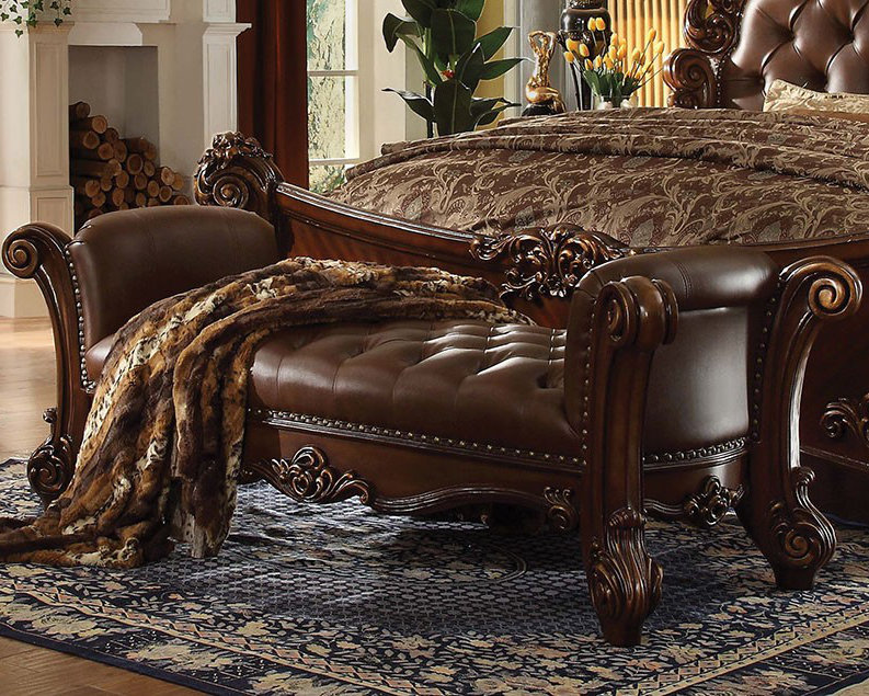 Carlene Upholstered Bench, Cherry