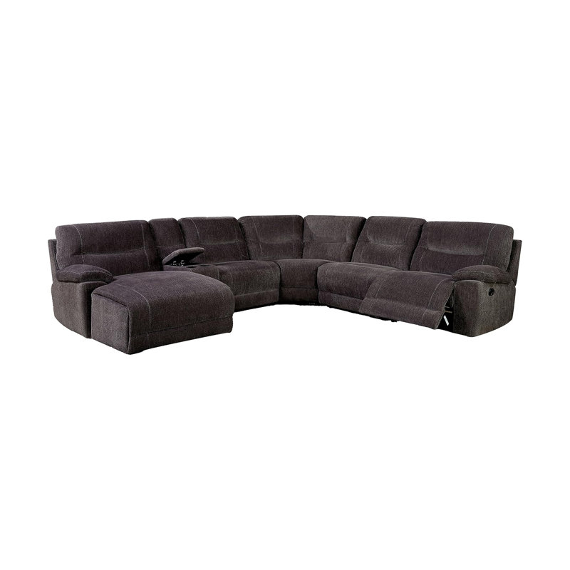 138.4" W Transitional Sectional W/ Console, Gray