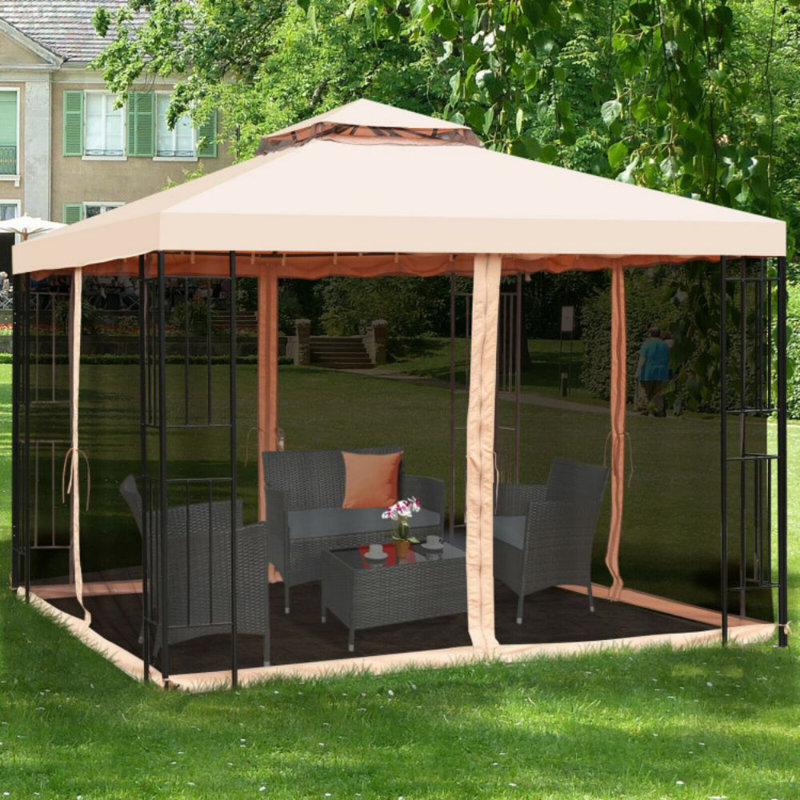 Gazebo de patio en acier de 10 pieds de largeur x 10 pieds de profondeur