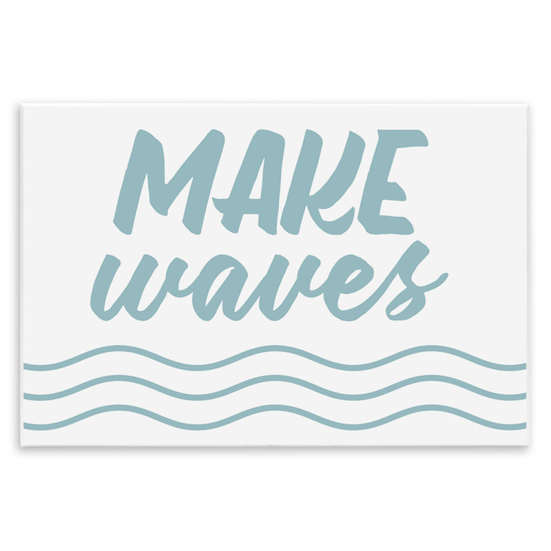 «Make Waves on White», art mural par lettres et lignes, H 10 po x l 15 po