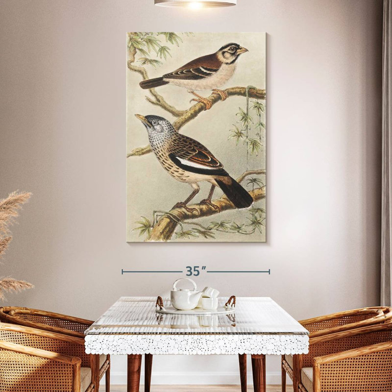 Brampt Twee Vogels Op Takken, 51" H x 34" W