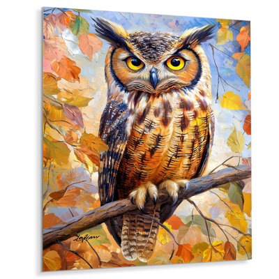 Autumn Wise Owl Wisdom I - Animals Metal Wall Decor, Owl Metal Print