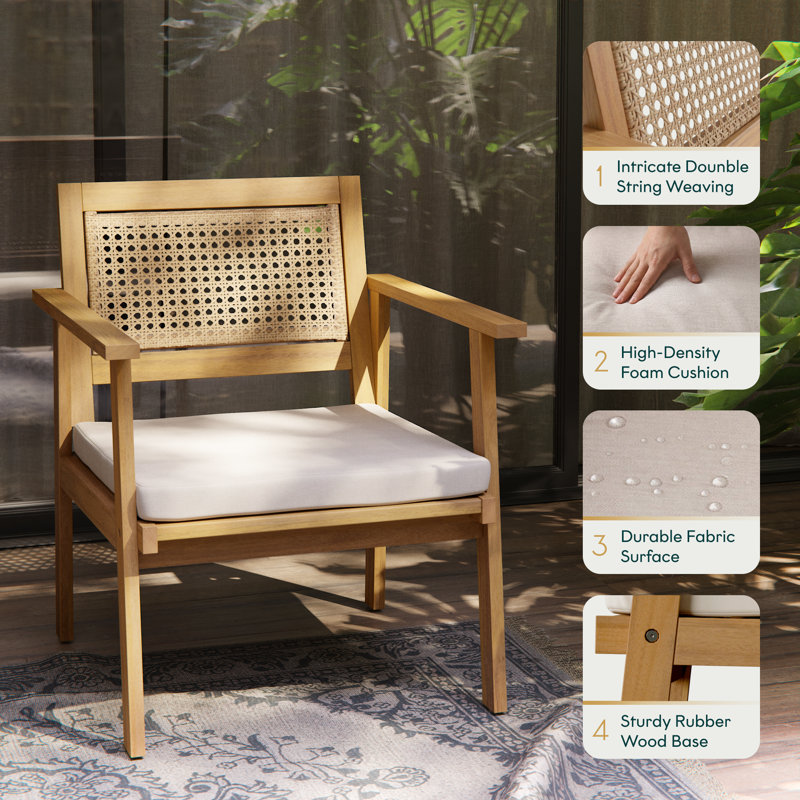 Arbora Lounge Chair Set of 2 (Part 2 of 2) - Wood Outdoor Seating with Double-String Woven Back & Deep Seating