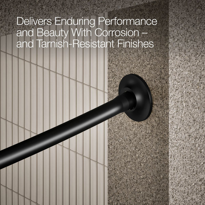 Expanse Curved Shower Rod - Transitional Design, Matte Black