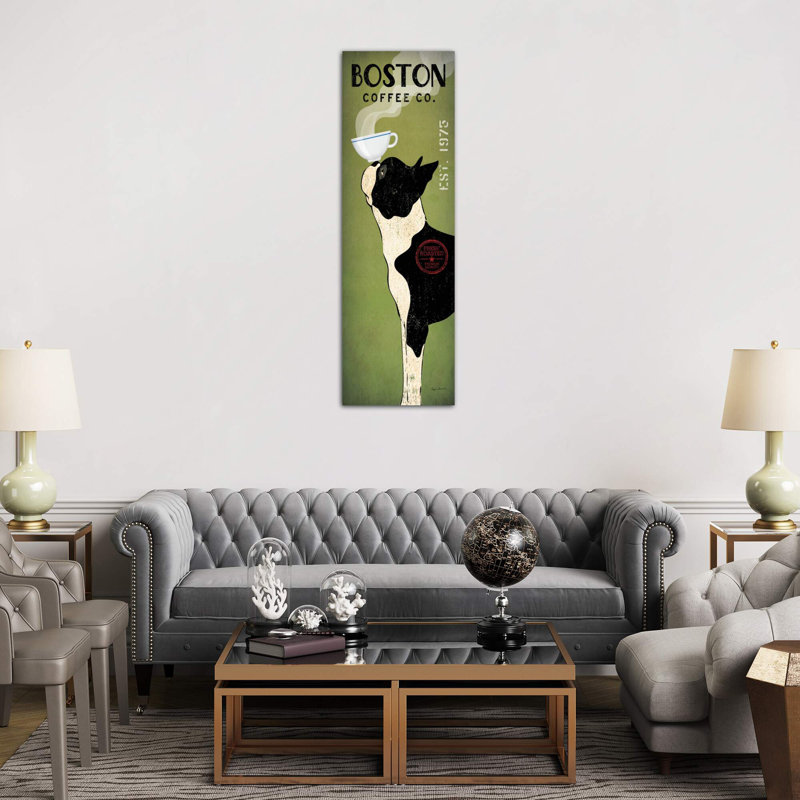 Boston Terrier Coffee Co. by Ryan Fowler - Wrapped Canvas Panoramic Print, 152.4 cm H x 50.8 cm W x 1.91 cm D, Wrapped Canvas
