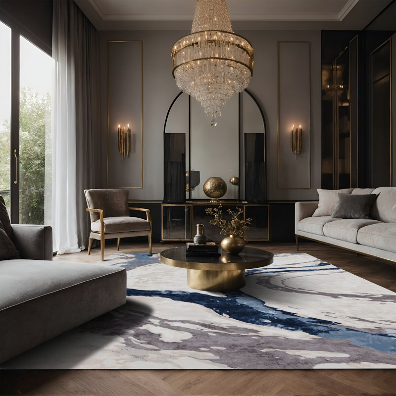 Tapis gris soyeux et moelleux, Rectangle 2 pi x 3 pi