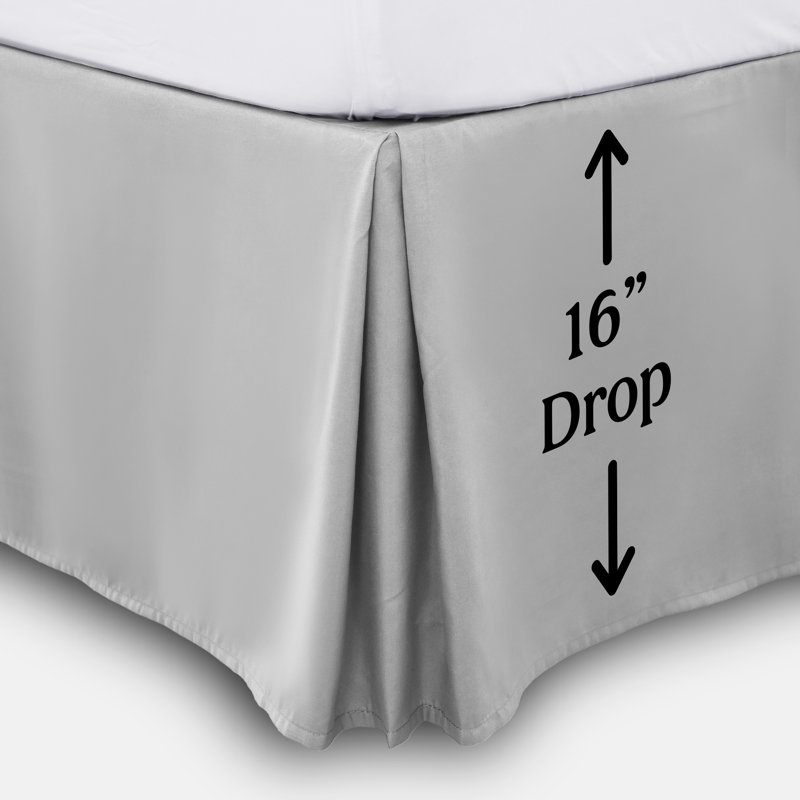 Jupe de lit de 16 po avec jupes de lit en microfibre brossée plissée, Double, Gris