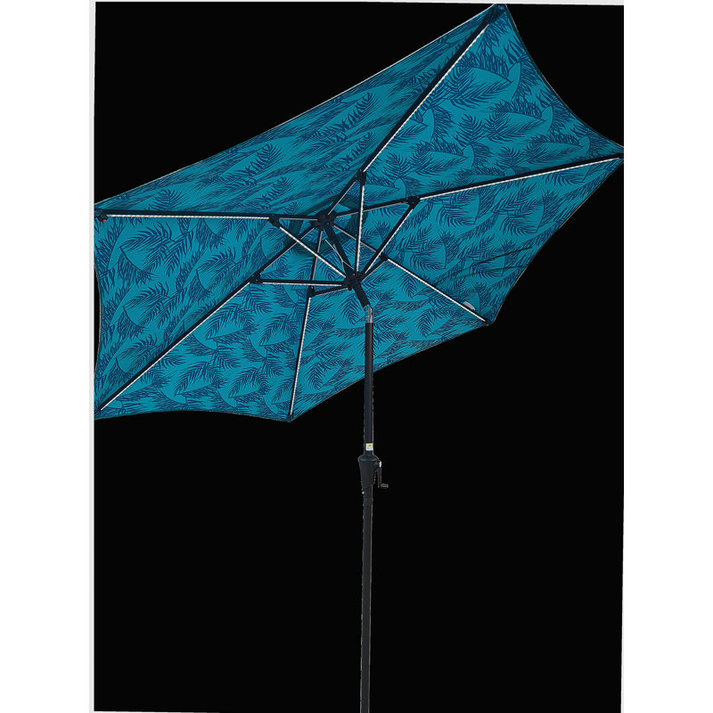 Parasol 9 pi avec motif clair + cyan, Sarcelle