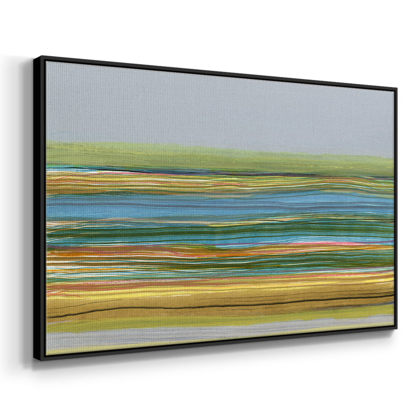 Stries parallèles II, H 17 po x l 25 po x P 2 po, Toile avec cadre flottant noir, Non