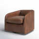 Paralimni Genuine Leather Swivel Armchair