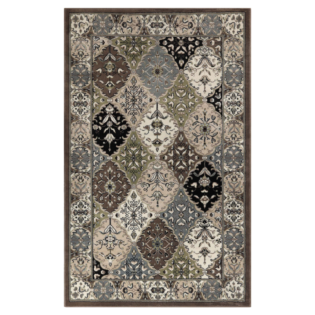 Paloma Damask Floral Lattice Power-Loomed Indoor Area Rug Bungalow Rose Rug 