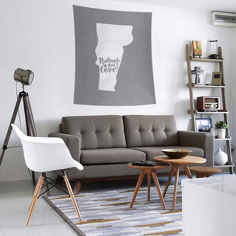 Tapisserie murale «Rutland Vermont Love», H 27,5 po x l 37,5 po, Gris