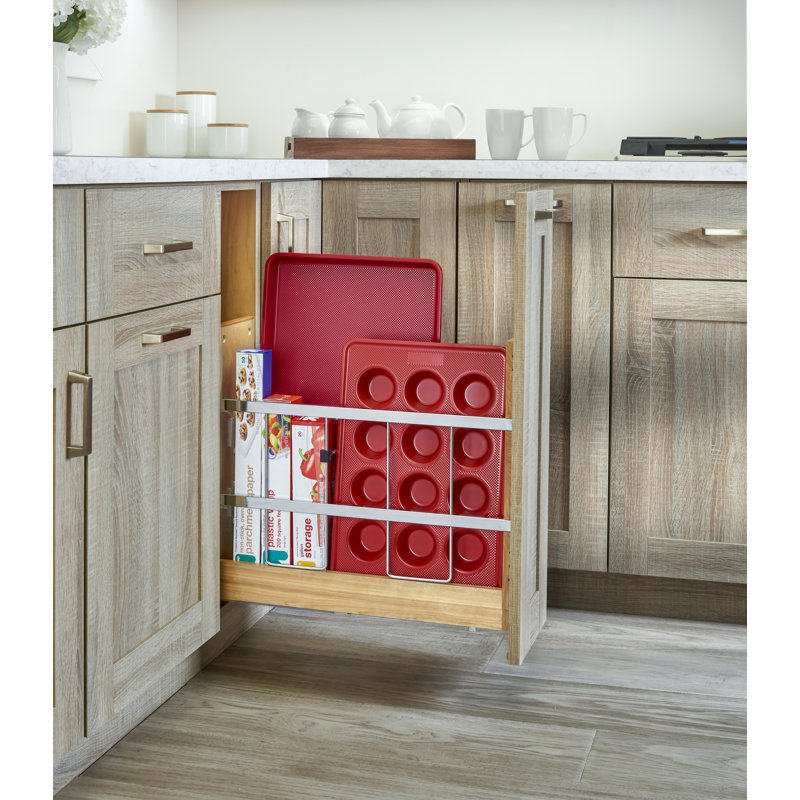 Rangement coulissant en bois pour cuisson avec fermeture en douceur, L 7,12 po