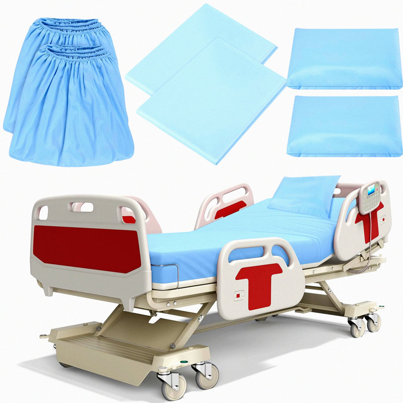 Hospital Comfort Collection - 6-Piece Fitted Bed Sheet Set | Elastic All Around | Home, Hotel, Hospital | Soft & Durable | Pillow Cases Included