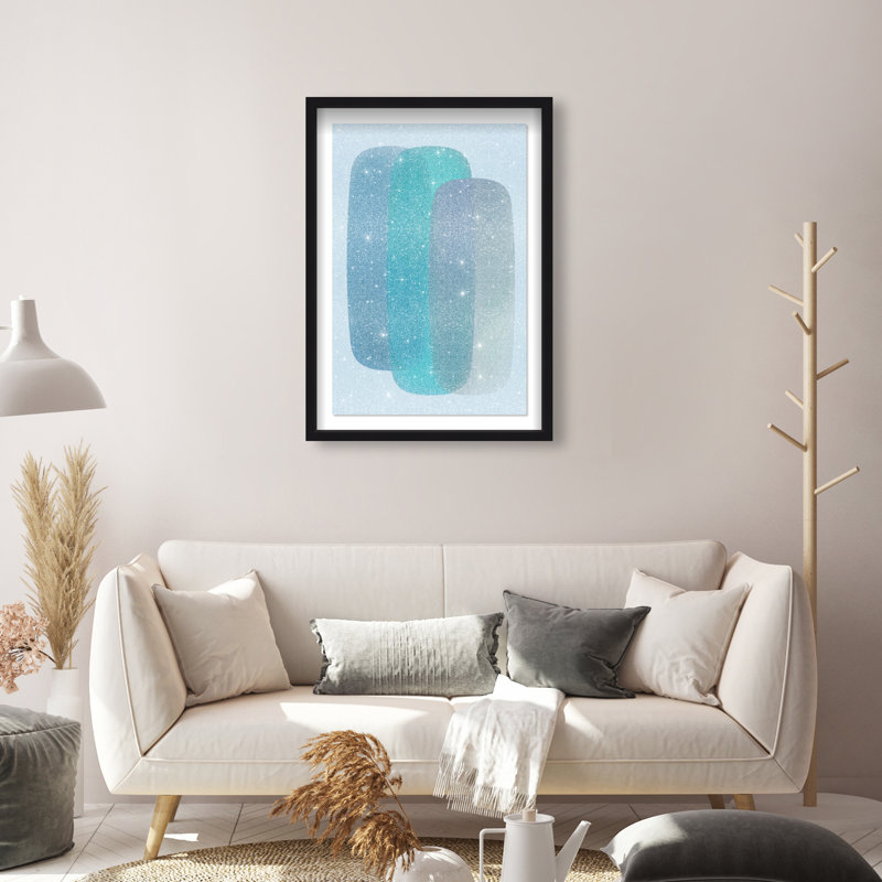 Teal Gradients Print by Oliver Gal, 37.5"H x 25.5"W, Black Shadowbox