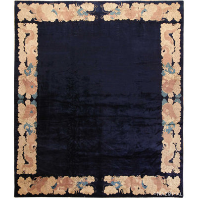 One-of-a-Kind Rectangle 12'4" X 14'6" 1900s Area Rug in Black