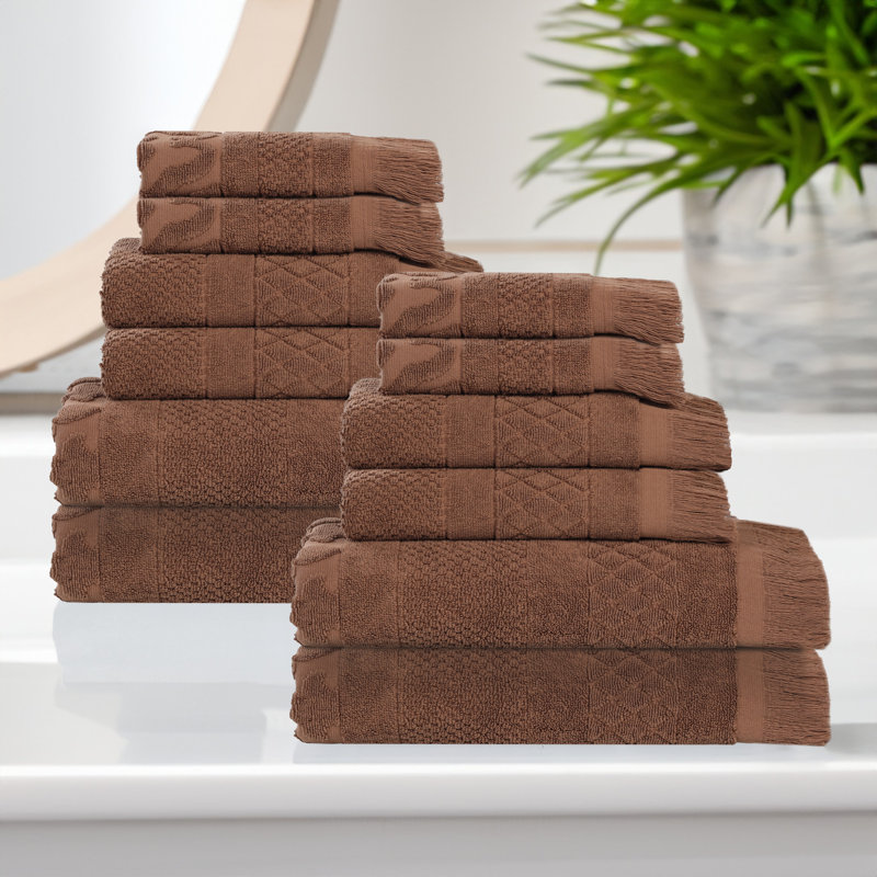 Serviette de bain Rolla, Chocolat, Ensemble de serviettes 12 pièces