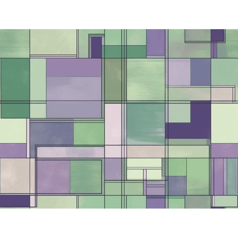 Kryslin Shower Curtain Pattern Bath Mat Bathroom Decor Green/Purple, H 84 po x l 70 po
