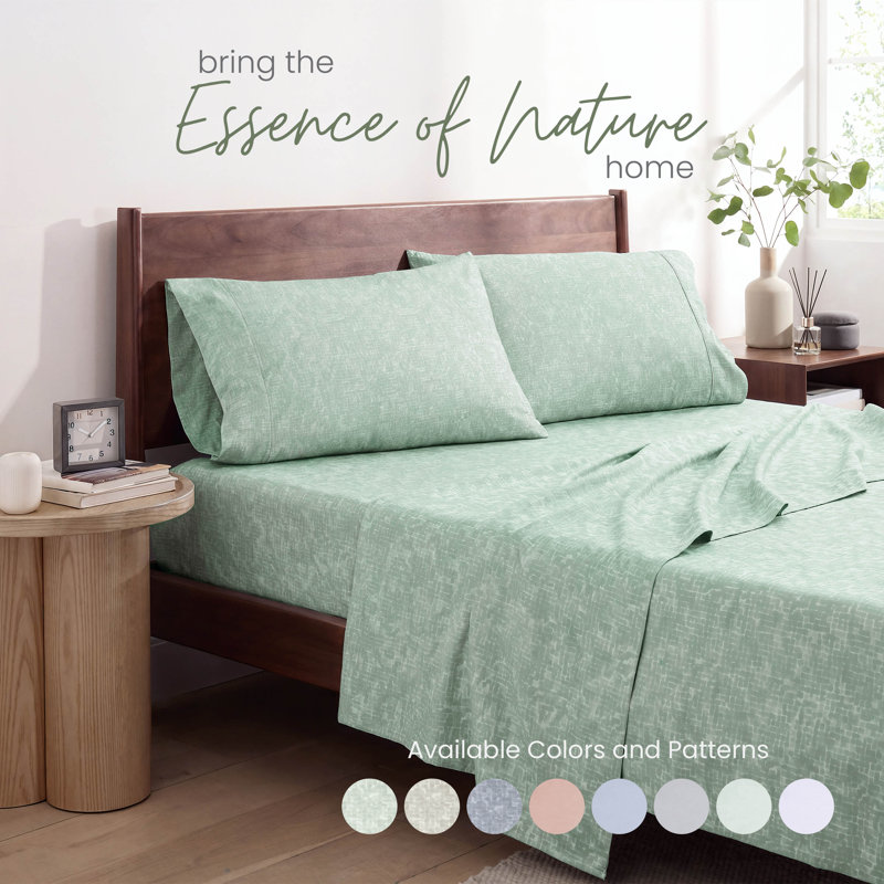 Martex Restore Solid - Soft, Breathable, Cotton Blend, Temperature Regulating, Full Sheet Set with 2 Pillowcases, Echo Sage