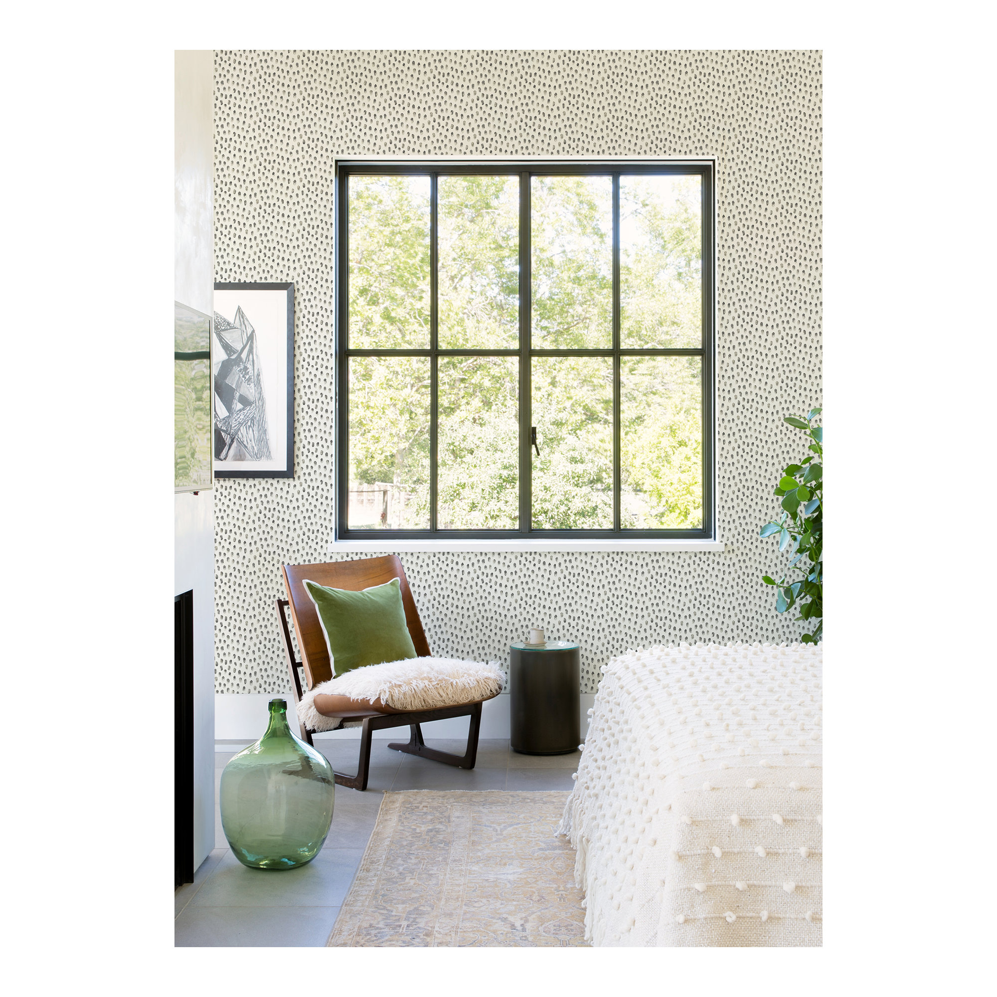 Cherbourg Modern Dots Wallpaper, Dark Gray
