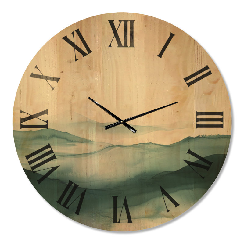 Très grande horloge murale en bois imprimée Alpine, Oversized