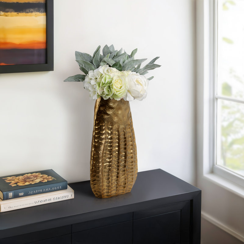 Caen Handmade Metal Table Vase, 17" H x 10" W x 4" D