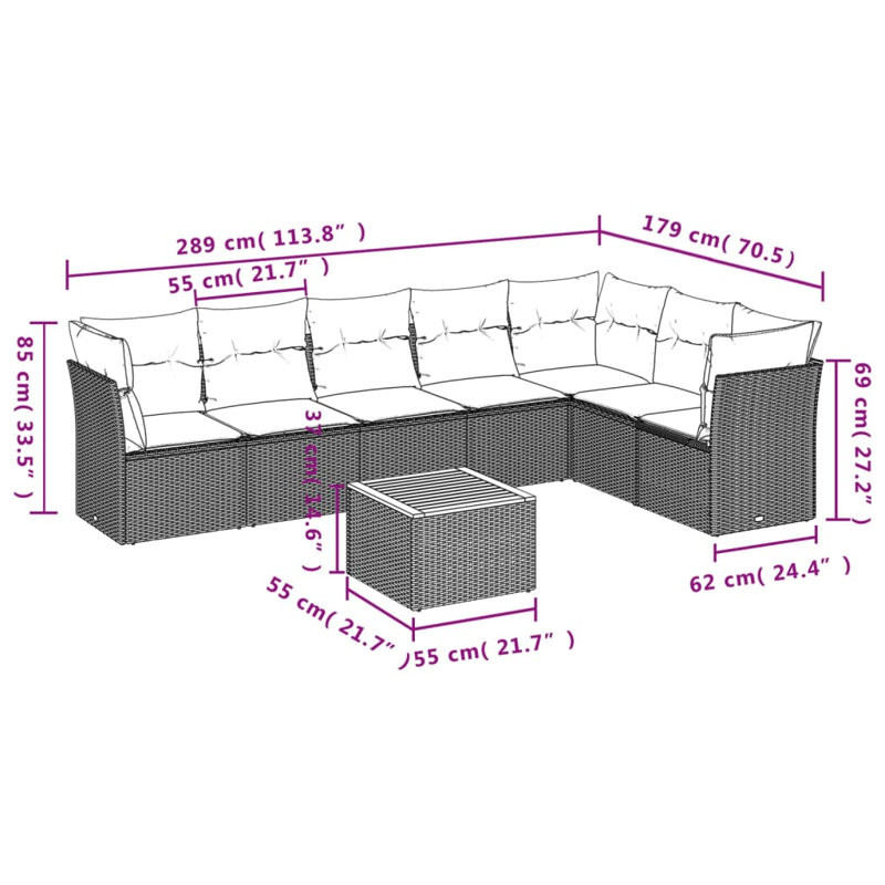 Ensemble de canapé de jardin Vidaxl