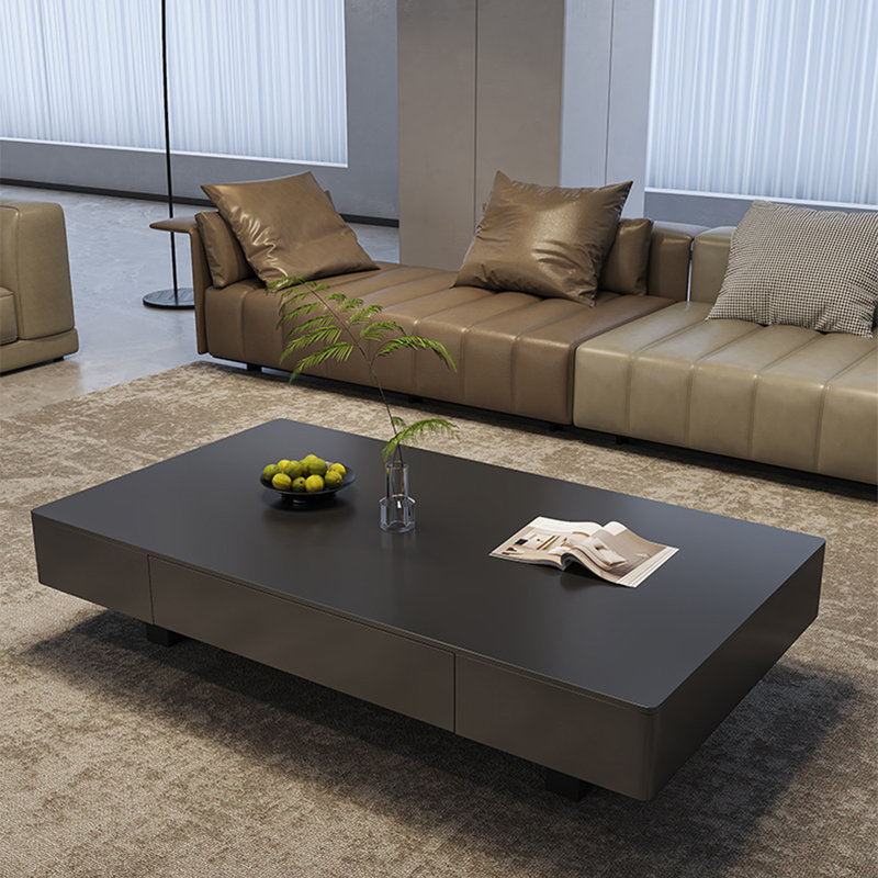 Modern creative square rock plate coffee table, 13.8" H x 55.1" L x 27.6" W