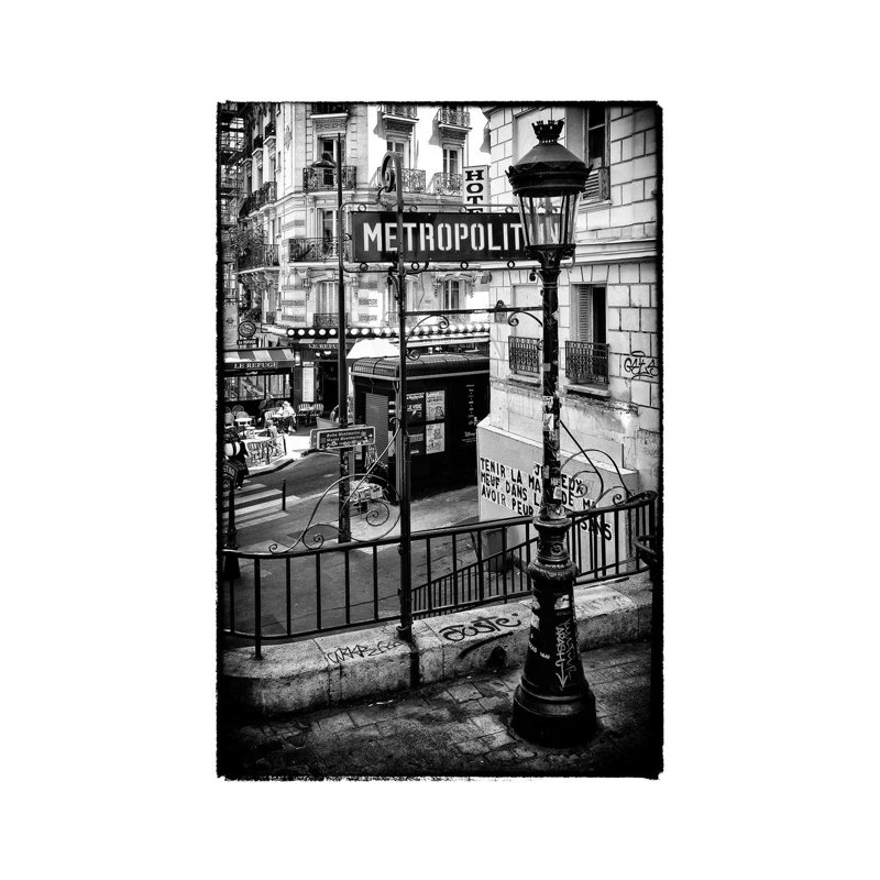 Black Montmartre Series - Paris Metro by Philippe Hugonnard - Wrapped Canvas Print, 30.48 cm H x 45.72 cm W
