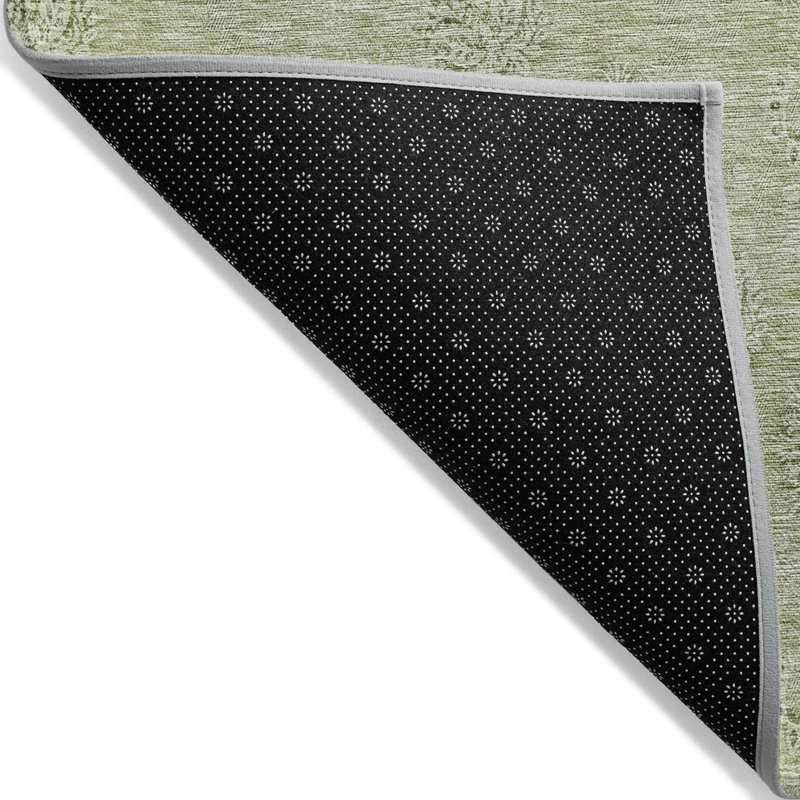 Tapis extérieur lavable floral 5 pi x 8 pi vert sauge et artichaut