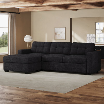 L-Shaped Sleeper Sectional Sofa With Hidden Storage