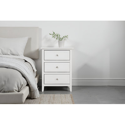 Table de chevet 3 tiroirs Lurne blanche