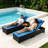 3 Pcs Patio Chaise Lounge with Coffee Table Cushion&Pillow Outdoor Lounge Chair Chaise Lounger Patio Reclining Chair 5 Angle Adjustment PE Rattan for Courtyards Poolside Garden-1673608107