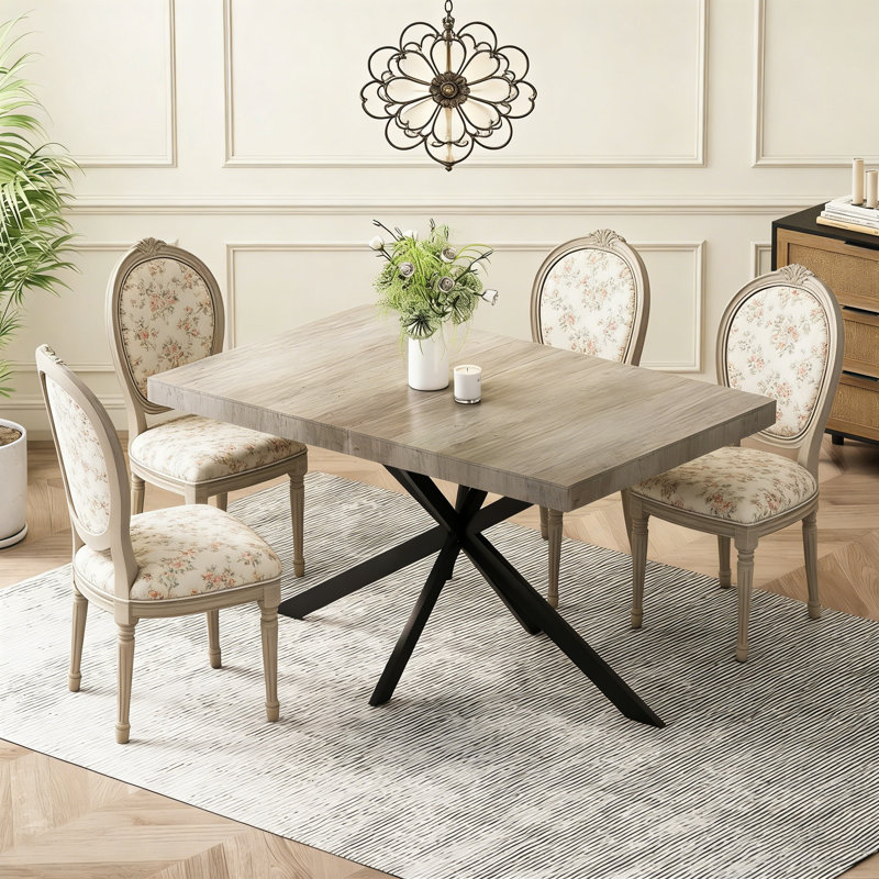 Table de salle à manger extensible rétro Retro avec boîte de rangement, base en fer robuste et plateau en triamine durable pour une utilisation polyvalente au quotidien.