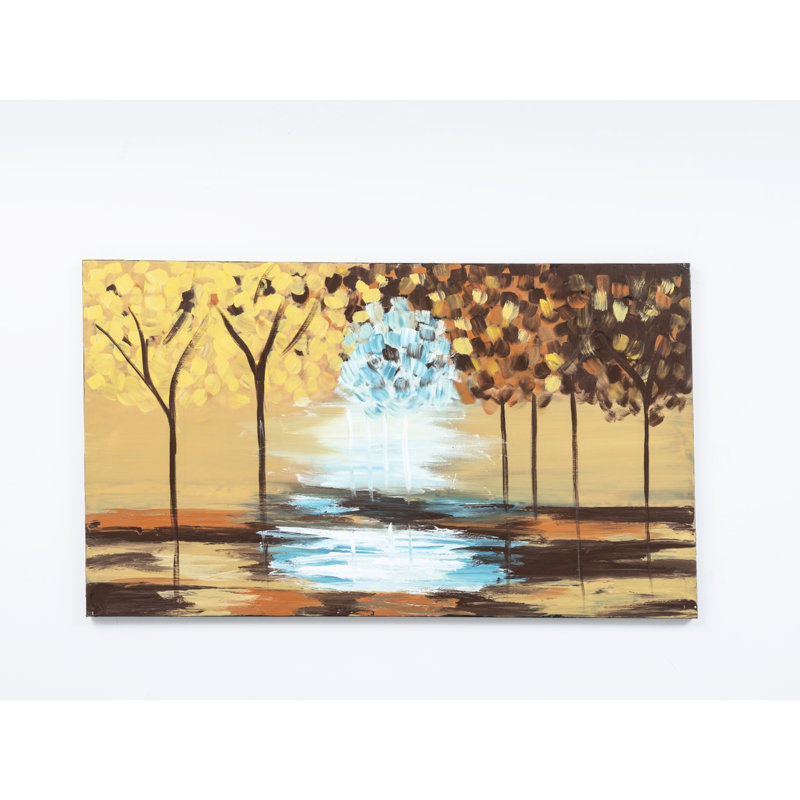 47 po x 27 po, toile jaune moutarde faite à la main sur toile, pour un automne peint à la main