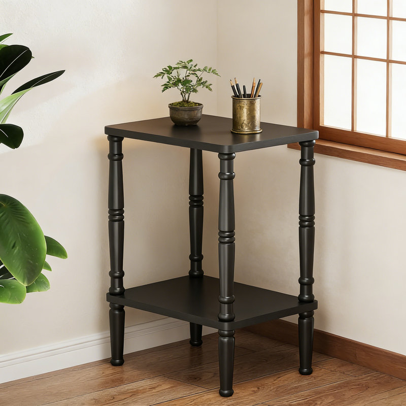 Table d'appoint mince avec rangement, table de bout rétro pour les petits espaces, table de chevet étroite pour la chambre à coucher et le salon, style campagnard, assemblage sans outil