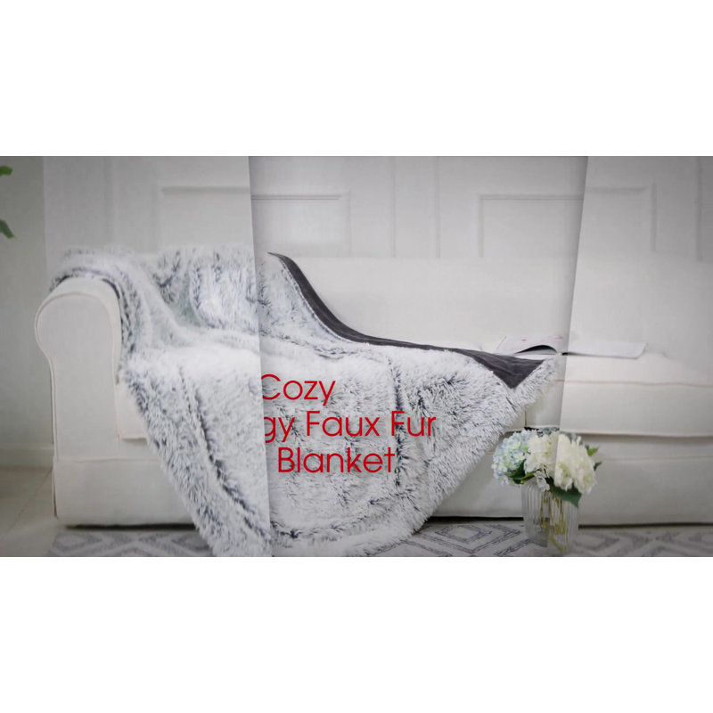 Rust Orange Reversible Faux Fur and Fleece Throw Blanket 60" x 70"