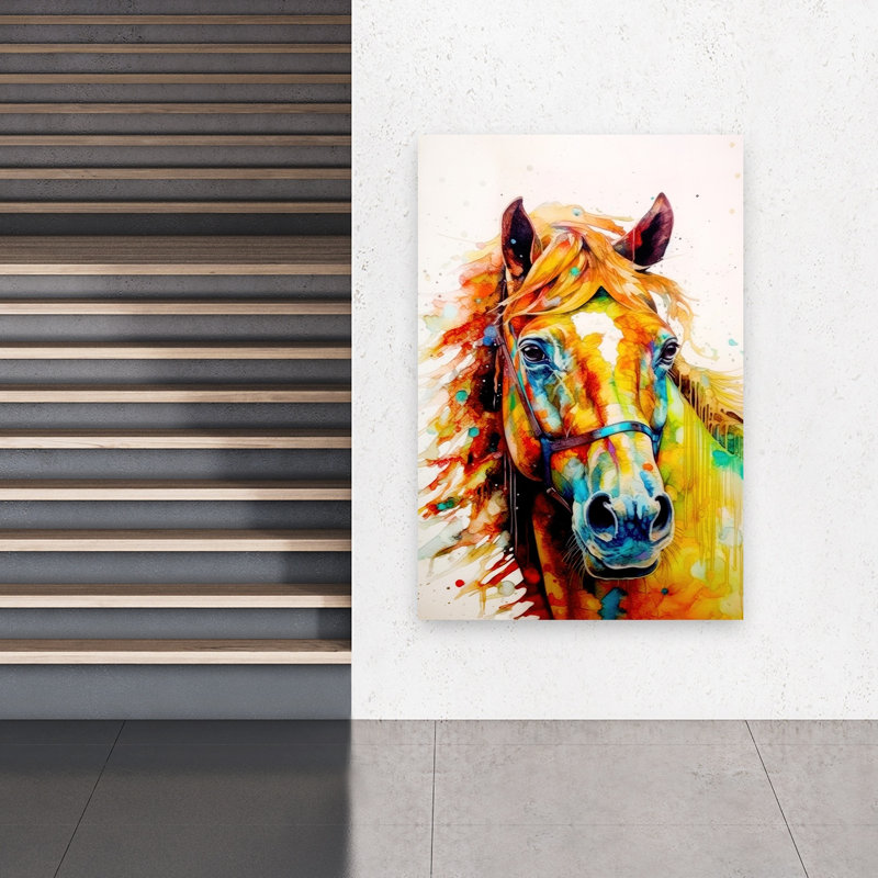 Impression d'art mural cheval coloré et coloré, H 60 po x l 40 po