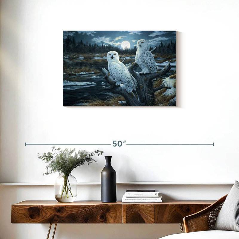 Two Snowy Owls, 20" H x 30" W