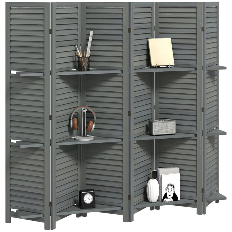Paravent 8 panneaux pliant et autoportant, Charcoal Grey