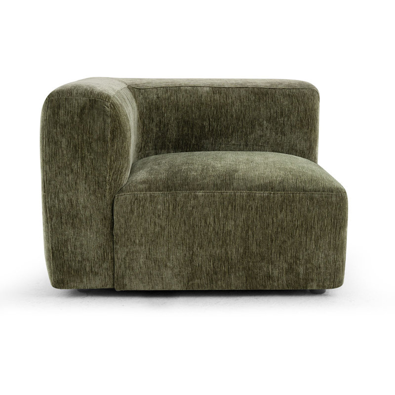 Fauteuil d'angle simple pour canapé modulaire convertible, Chenille verte