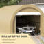 Abri pour véhicule 10 pi x 16 pi - Auvent en PE, acier galvanisé, pour voiture, bateau, vélo, beige 16 pi, robuste