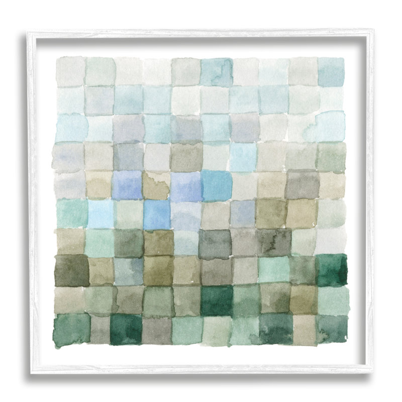 Motif de forme carrée aux tons de terre par Emma Caroline, L 17 po x H 17 po, Giclée encadrée blanc bord de mer