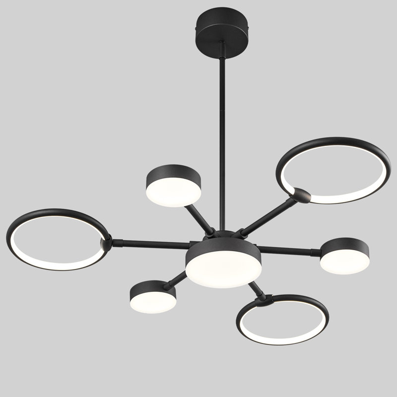 Luminaires suspendus ronds modernes Modern Industria, Noir, 7 lumières
