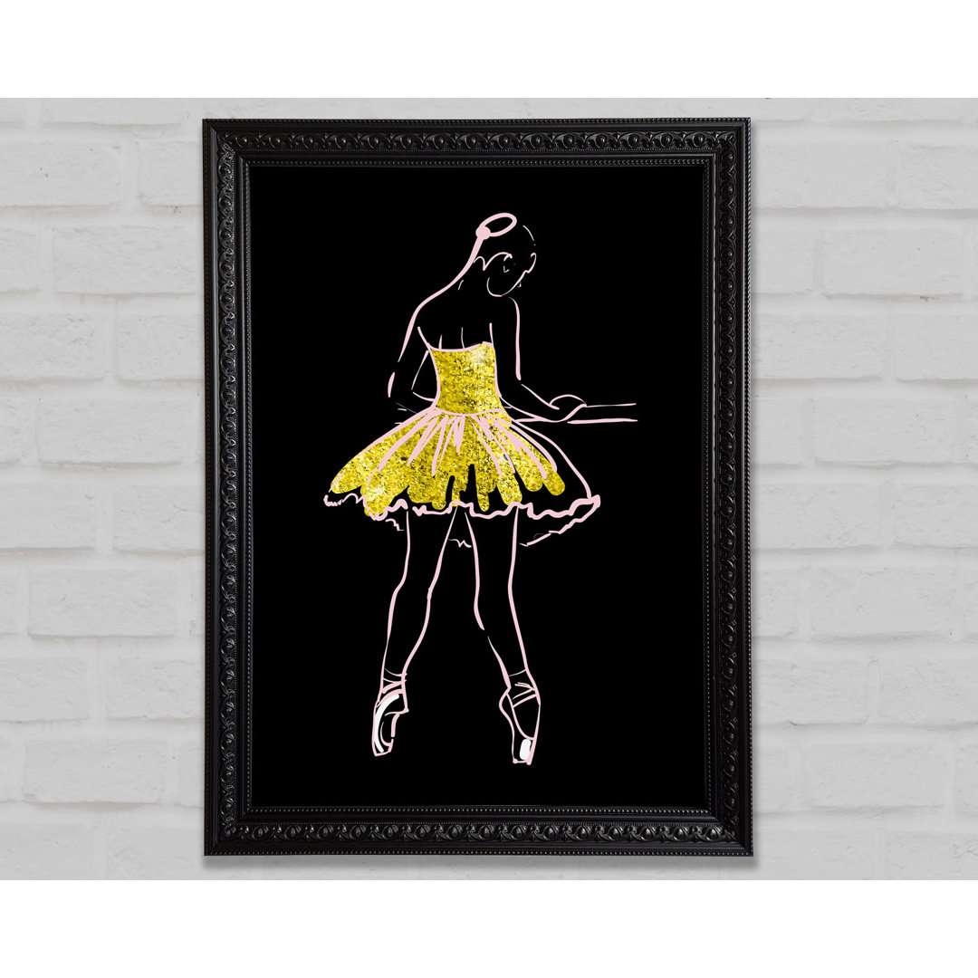 Golden Pink Ballerina 5 - Einzelner Bilderrahmen Kunstdrucke