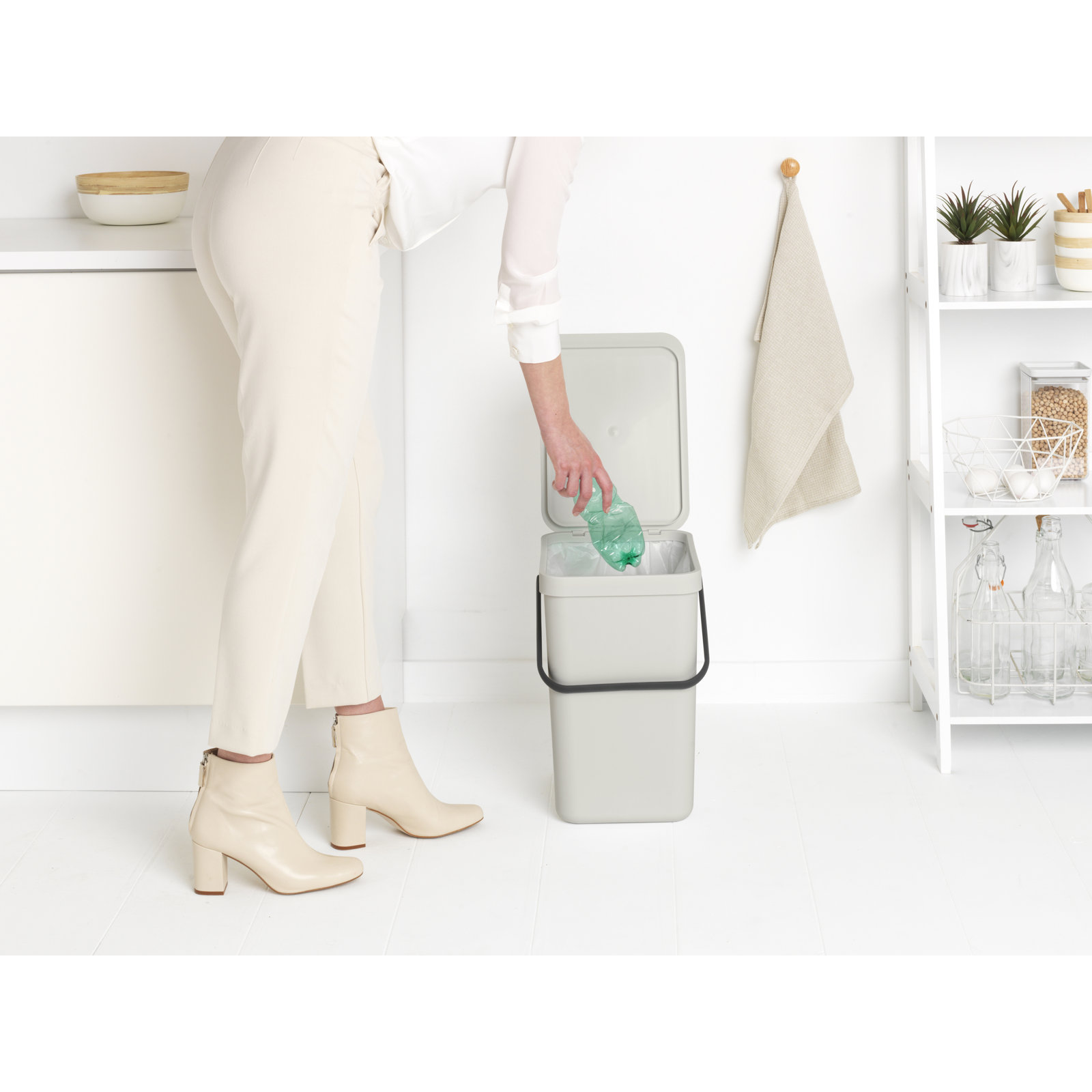 Brabantia Sort and Go 6.6gal Recycling Bin, Light Gray