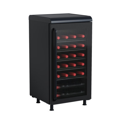 Frigidaire 3.1 Cu. ft. Retro Wine Cooler with Built-in Bar Top, 117 Can Capacity Beverage Fridge with Tempered Glass Door, Black