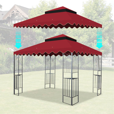 Auvent de remplacement pour abri de jardin 10 x 10 pi - brun. Matériau avec protection solaire. Trous de drain équipés et filet extérieur avec moustiquaire de drainage